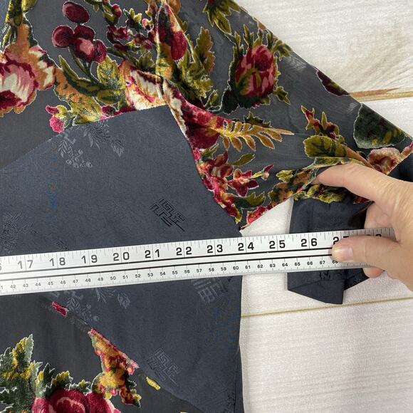 Vintage Aris A Silk Cardigan Gray XL Velvet Burnout Kimono Short Jacket Top NWT - Picture 5 of 9